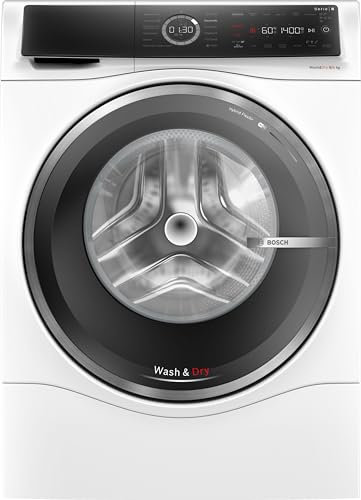 Bosch WNC244070, Serie 8, lavadora secadora 9 kg de lavado y secado de 6 kg, 1400 rpm, automático de manchas, Iron Assist, SpeedPerfect, HygieneCare, Home Connect, AquaStop, color blanco