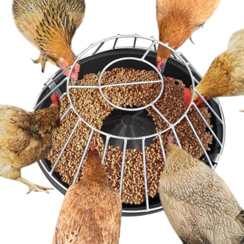 OLizee® Edelstahl Küken Feeder mit 24 Futteranschlüssen 50,8 cm große Hühnerfutterschale Heavy Duty Metall Geflügel Feeder Entenfutterstation Gänsefutterspender Geflügel Futtertrog für Bauernhof Coop