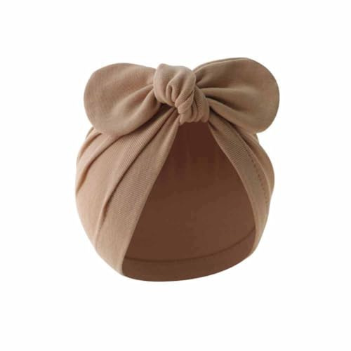 Yurosiay Neugeborenen Mütze Mit Schleife - Weiche Stretch Baumwolle Erstlingsmütze 0-12 Monate - Turban Hut Headwrap Knotenmütze Für Jungen Und Mädchen - 17×17cm Khaki