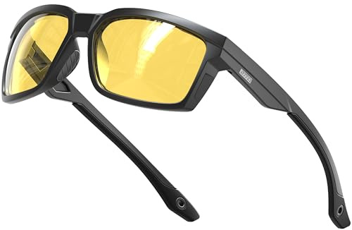 ATTCL Lunettes Conduite de Nuit Homme - Lunette Jaune Conduite de Nuit Rectangulaire, Cadre TR90 Ultra Léger, Lunettes Vision Nocturne Conduite Auto Moto 2238 Yeshi