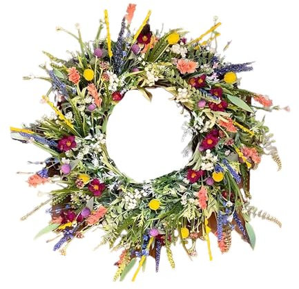 Wreaths For Front Door Uk Flower Wreath Artificial Flower Garland Door Wreaths Outdoor All Year Decorative Garland For Front Window Wall Garden Wedding Festival Decor (Orange, 40cm)