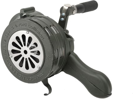 SUDEG 110dB Handsirene Aluminiumgehäuse Sirene, Tragbarer Handkurbel-Alarm | Einklappbar Alarmsirene Manuell Betriebenes Sirenen für Feueralarm den Heim,Grün