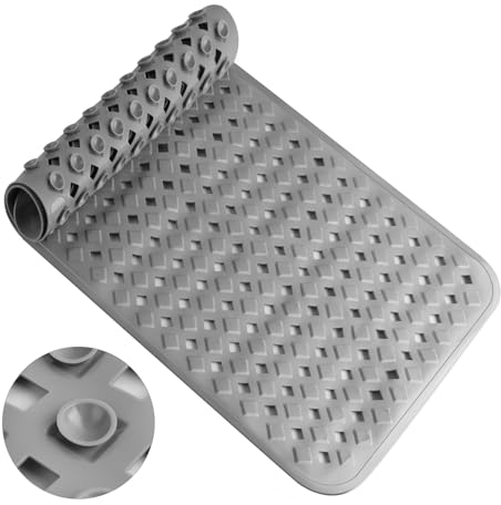 Badewannenmatte 88 x 40 cm, Antirutschmatte Badewanne Maschinenwaschbar, Duschmatte rutschfest Schimmelresistent, Badematte rutschfest, Rutschmatte Badewanne(Grau) 35x16in