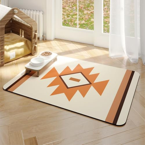Xisnuient SaugfäHige Napfunterlage FüR Hunde Und Katze Futtermatten Pet Mat Katzennapf Unterlage Futtermatte Katzen Anti-Rutsch Wasserfest Und Leicht Zu Reinigen Waschbare Unterlage (50x70cm,Farbe 2)
