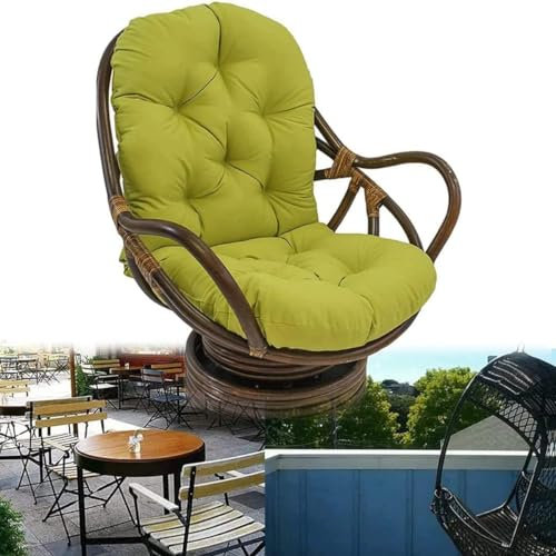 Rattan-Drehkissen, Papasansessel, waschbar, UV-beständig, für den Außenbereich, Terrassenmöbel, Sitzpolster, Grasgrün