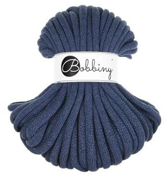 Bobbiny Flechtkordel Jumbo - 9mm - Baumwollkordel Baumwollgarn Garn Kordel Makramee Schnur Kordelband Natur Baumwolle DIY-Basteln 30m - Jeans