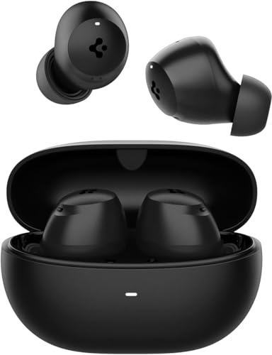 Spigen Audio True Wireless SA-TW P10 kabellose In-Ear Ohrhörer mit 30 Stunden Spielzeit, bis zu 40dB 4 Multi-Mode ANC Pro, EQ-Anpassung, 6 Mikrofone, Gaming-Modus, 10mm Treiber, IPX4 - Schwarz