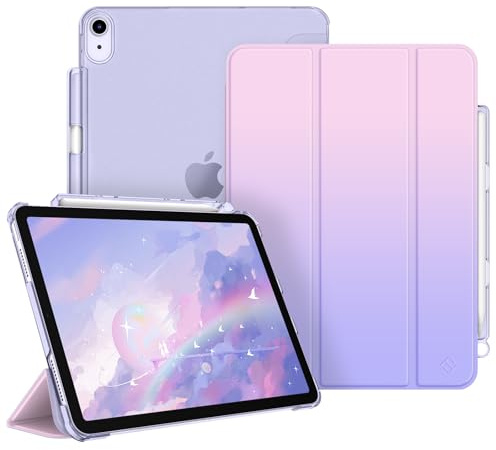 Fintie Hülle für iPad Air 11 Zoll M4/M3/M2, iPad Air 5./4. Gen 10,9 Zoll | ultradünne leichte Schutzhülle mit Stifthalter, transparenter Rückseite Case Cover, Auto Schlaf/Wach Funktion, Fantasie Ombre