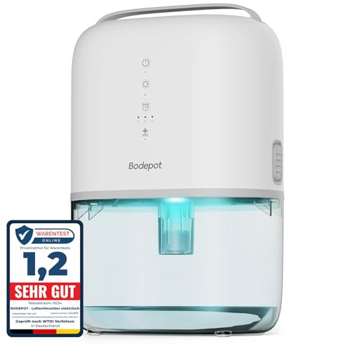 Luftentfeuchter Elektrisch Keller 1800ml, Entfeuchter Keller Elektrisch 30dB, Raumentfeuchter Elektrisch für Keller 40w, Luftentfeuchter Elektrisch Klein, Timer, 7 Farbige Beleuchtung