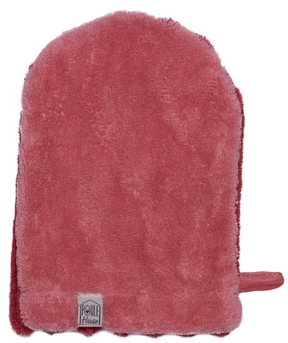 Poule House Gant démaquillant Magique Double Face Terracotta -éco-Responsable -Microfibre de Bambou- Doux et certifiée Oeko-TEX Visage, Yeux, lèvres
