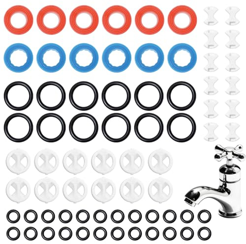 XJUDA 72 Pcs Tap Washers for Mixer Taps Assorted Uk for Most Faucets in Kitchens and Bathrooms