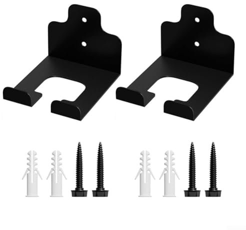 2 Piece Set Garden Power Tool Storage Hooks Wall Mounted Hanger Kit Garage Organizer Rack Heavy Duty Stainless Steel Black (wall hanging bracket)