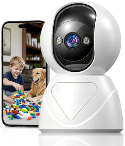 3MP Baby Monitor, 5G/2.4G Indoor Security Camera for Home Security -1Pack | Dog Camera, 5GHz/2.4GHz WiFi, 355° Pan Tilt, Auto Tracking, 3X Zoom, Color Night Vision, Two-Way Audio, SD/Cloud