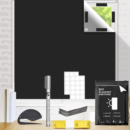 100% Blackout Blind,300x145cm Portable blackout curtains,No Drill Blinds Blackout for Windows Fits Any Size Shape，for Bedroom, Nursery, Loft,Indoor and Outdoor