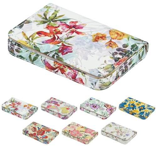 AI-DEE Business Card Holder,PU Leather Business Card Case Color Printing Pattern Card Holder Wallet,Pockets Magnetic Credit Card Holders for Men and Women - Flamingo