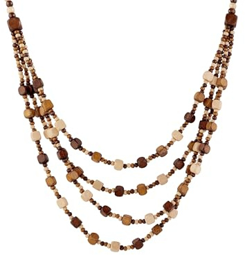 Hanary Vintage Retro Wooden Beaded Multi Layered Long Necklace, Women's Gift
