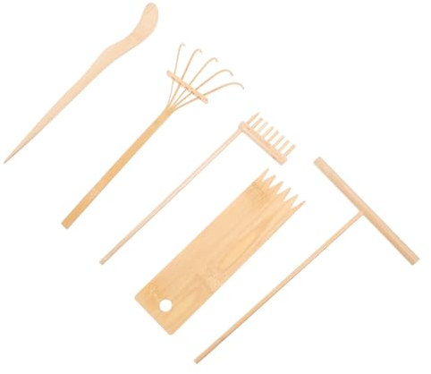 YARNOW 5Pcs Zen Garden Tools Japanese Sand Tray Accessories for Desktop Creative Rakes for DIY Crafts and Meditation Rakes for Sand Gardens