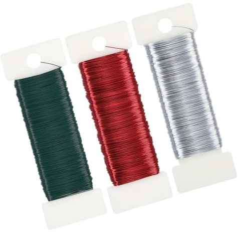 3 rollos de alambre para manualidades, fino, 0,35 mm x 50 m, alambre para joyas, alambre para manualidades, alambre de perlas, alambre fino para manualidades, plantas, decoración de flores