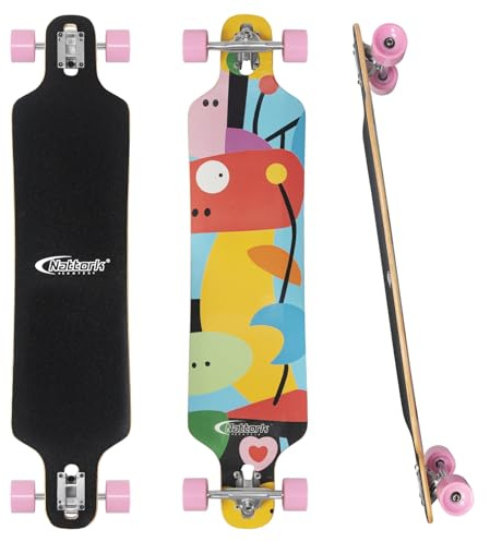 Nattork Skateboard Cruiser da 42 pollici Complete 8 Ply Canadian Hard Maple for Commuting, Carving & Downhill Riding with T-Tool, Made for Adults, Teens and Kids
