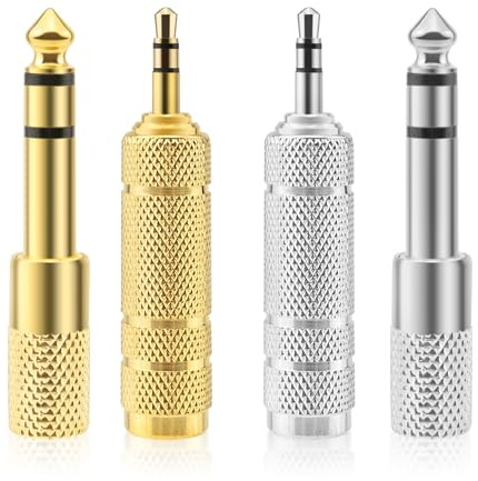 Desenda 4pcs Headphone Adapter Jack 6.35mm (1/4 Inch) Male to 3.5mm (1/8 Inch) Female and 3.5 mm (1/8 Inch) Male to 6.35 mm (1/4 Inch) Female Stereo Adapter for Headphone, Guitar Amplifier