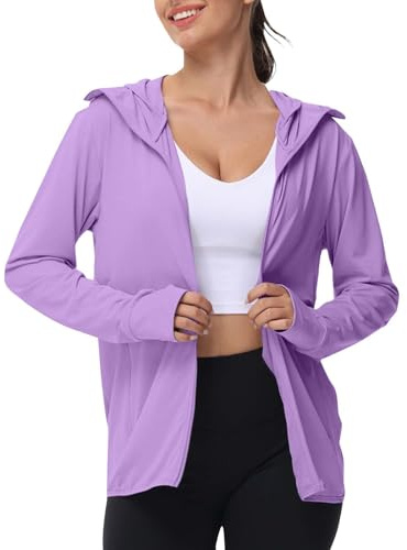 Generisch Ropa de protección UV para mujer, chaqueta de verano de manga larga, transpirable, con capucha, protección solar, chaqueta deportiva, protección UV, chaqueta deportiva, chaqueta para correr