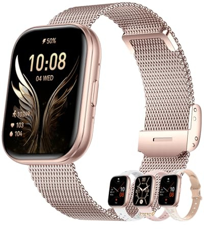 Erkwei Orologio Smartwatch Donna con Chiamata 4 Cinturini Smart Watch per Android iOS