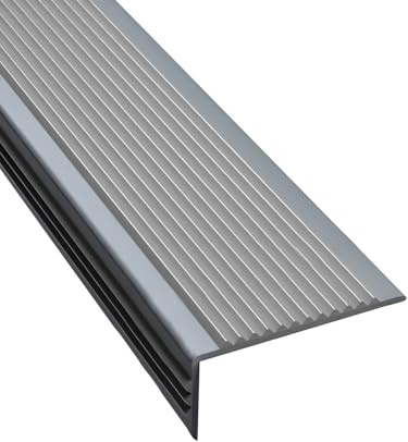 Treppenkantenprofil Antirutsch L-Form Vinyl Stufenkante Selbstklebend, Wasserdicht Trittschutz für Innen und Außen(Gray,6x3cm/2.36x1.18in)