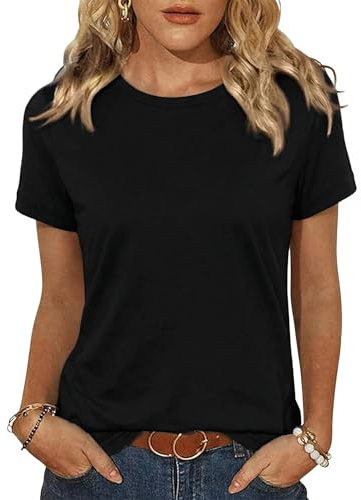 Demegimi T Shirt Femme Été Coupe Ample Haut Femme Col Rond