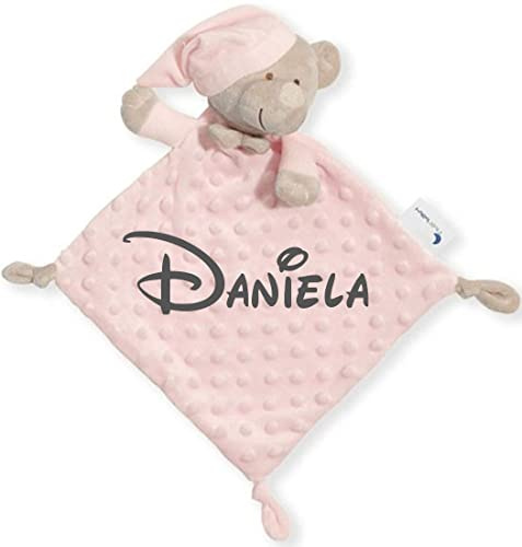 mibebestore Dudu Bebé Recién Nacido Personalizado con Nombre Bordado – Dou Dou Suave y Manta Sensorial – Regalo Bebé Original Unisex para Niño o Niña – Apego y Cuna (Mantita Rosa)