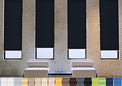 Sun World Verdunklungs- Plissee nach Maß (Blackout, 100% Abdunkelnd), deutsche Wertarbeit, alle Größen in vielen Farben verfügbar (Farbe: Schwarz, Höhe: 91-100cm, Breite: 71-80cm)