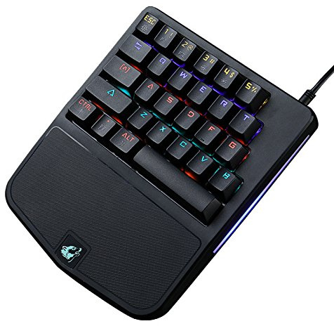 UPXIANG - Tastiera meccanica da gioco con 28 tasti, tastiera da gioco con retroilluminazione a LED, con retroilluminazione a LED, per LOL/PUBG/WOW/DOTA/OW PC Mobile Games