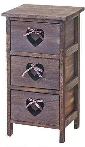 Mendler Kommode Forli 3 Schubladen mit Herzen - braun | Schubladenkommode, Schrank, 55x29x25cm, Shabby-Look, Vintage