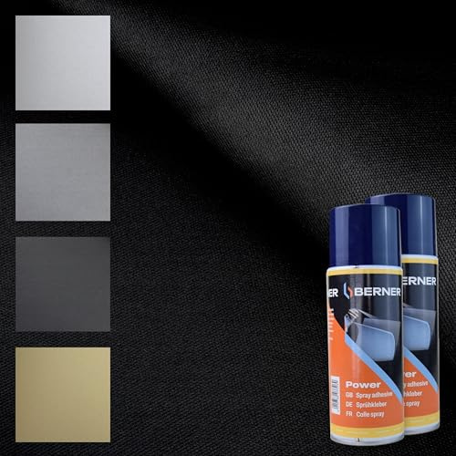 TENDAGGIMANIA Ciel de Toit Voiture Nid d'abeille Kit Tissu + Colle Spray, Ciel Toit Auto Couleur Noir 1440 -Taille 2,5 MT X 1,5 MT + 2 Colle