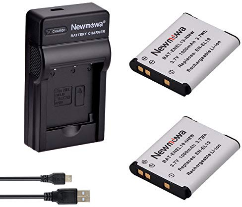 Newmowa EN-EL19 Akku (2er-Pack) und USB-Ladegerät Set für Nikon EN-EL19
