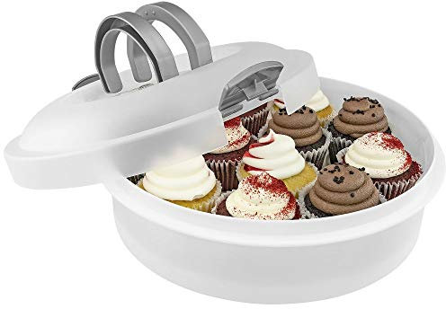 Southern Homewares Pie Carrier with Lid and Handle – 3-in-1 Plastic Dessert Container for Pies, Cakes, Cupcakes, and Muffins