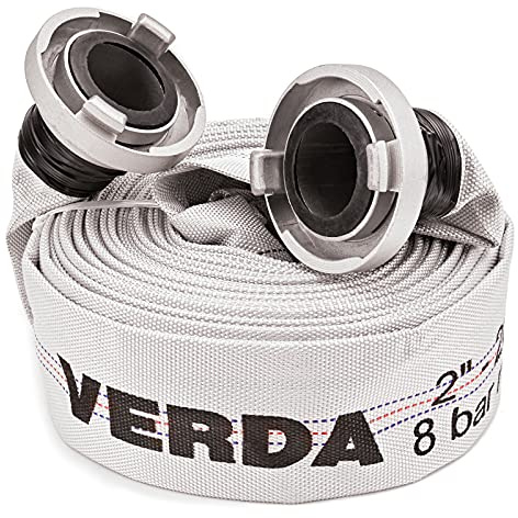 Schlauch 20m – 2 Zoll (52mm) Flachschlauch mit Storz C Kupplung – 8 Bar Druck – Feuerwehrschlauch, Bauschlauch, Wasserschlauch, flexibel, robust, Garten, Landwirtschaft, Gartenschlauch