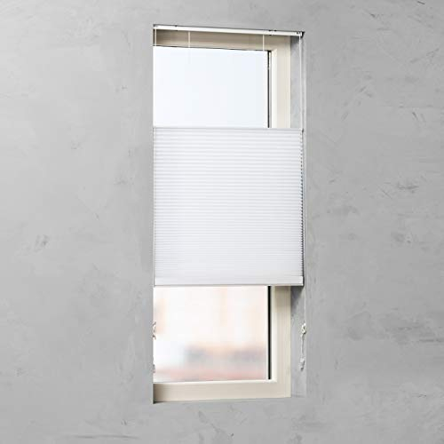 JalousieCrew freihängendes Plissee Farbe Weiss, Faltenbreite 25mm - Breite 40-180 cm, Höhe 130 cm, 175 cm, 240 cm - lichtdurchlässig Rollo Sichtschutz (180 x 175 cm)