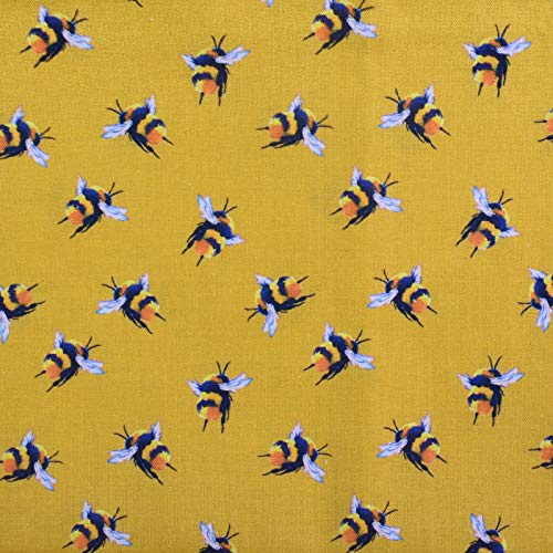 TRIXES Baumwollstoff - Druck im Hummel Design - Stickerei Stoff - Polsterstoff - für Textilhandwerk - Schneiderei - Patchwork - 1M x 140cm ungefähre Größe | Stoff für kreative Freizeitgestaltung, Patchwork, Quilting und Möbel, ideal für Tapisserie, Renovierung