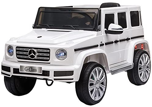 HOMCOM Mercedes Benz G500 Licensed 12V Kids Electric Ride On Car Toy with Parental Remote Control Battery-powered 2 Motors Music Lights MP3 for 3-8 Years Old White