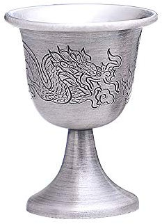 Sterling Silver Wine Glass, Liqueur Sherry Cocktail Liqueur Tea Cup, Golden Dragon Pattern Handmade Small Wine Glass, Suitable for Spirits