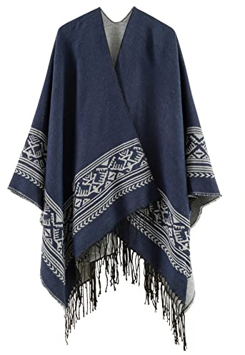 Superora Mujer Ponchos y Capas de Punto de Otoño Invierno Capas Impresión Geométrica Elegante Cálida para Invierno 160 * 130CM