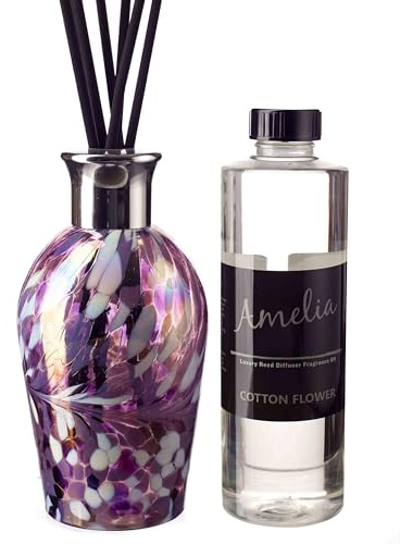 Reed Diffuser Dome - Violet & White with Cotton Flower Fragrance