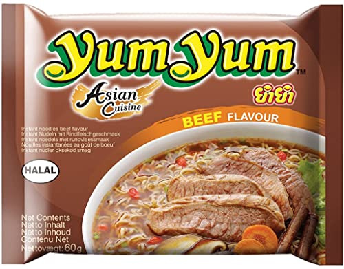 Yumyum Nouilles Instantanées au Boeuf, Soupe de Nouille saveur Bœuf 60g (Pack de 20 sachets)