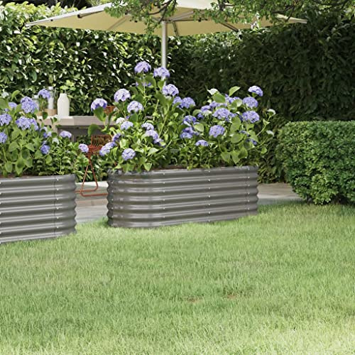 WIFESE Jardinière Acier Enduit de Poudre 114x40x36 Cm Gris Grande Taille Jardinière Extérieure Balcon Potager
