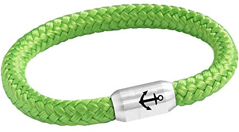 Paris Montana Das Original Anker Gravur Unisex Segeltau Armband Geflochten Handmade Hochwertiger Magnetverschluss 8mm Durchmesser (Grün, 22.00 CM)