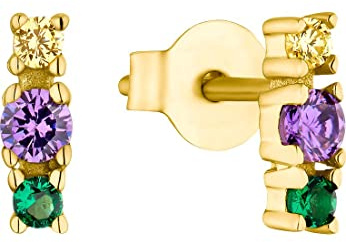 s.Oliver Ohrstecker 925 Sterling Silber Damen Ohrschmuck, mit Zirkonia synth., 0,8 cm, Gold, Kommt in Schmuck Geschenk Box, 2035502