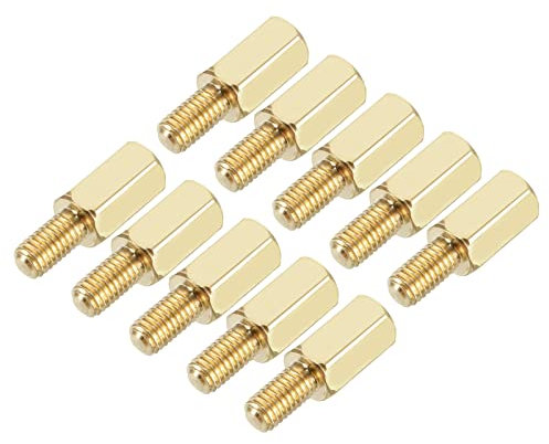 YOKIVE 20Stk Messing Sechseck Gewinde Abstandshalter Sechskant Abstandshalter mit Weiblich und Stecker Gewinde | Befestigung Hauptplatine Ideal für Elektronikindustrie (M3 8+6mm)
