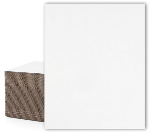 Mat Board Center, 50 Pack 16X20 Corrugated Cardboard Sheets, 1/16 inch thick, Flat Cardboard Inserts for Mailing, Packaging & Shipping, Cardboard Backing, Craft Card Board (White on one side)
