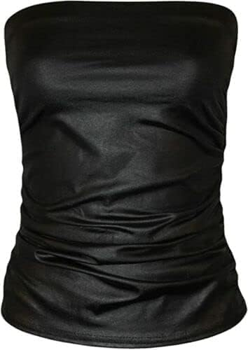 Prime fashions LTD Women`s Black PU PVC Bandeau Strapless Ladies Boob Tube (16-18)