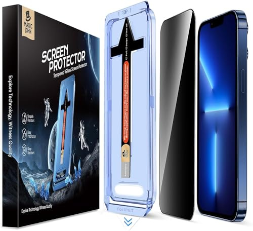 MAGIC JOHN 2 Pack for iPhone 13 Pro Max/iPhone 14 Plus 6.7 inch Privacy Glass Screen Protector, Auto Dust-Elimination Installation, Bubble Free, Easy Installation, Gifts for Mothers Day